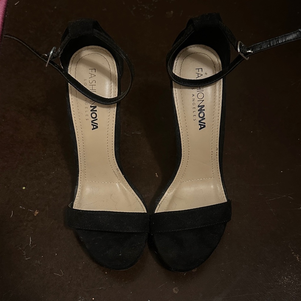 Fashion Nova Black Ankle Strap Heels